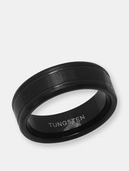 Black Ion Plated Tungsten Ring Band - Black