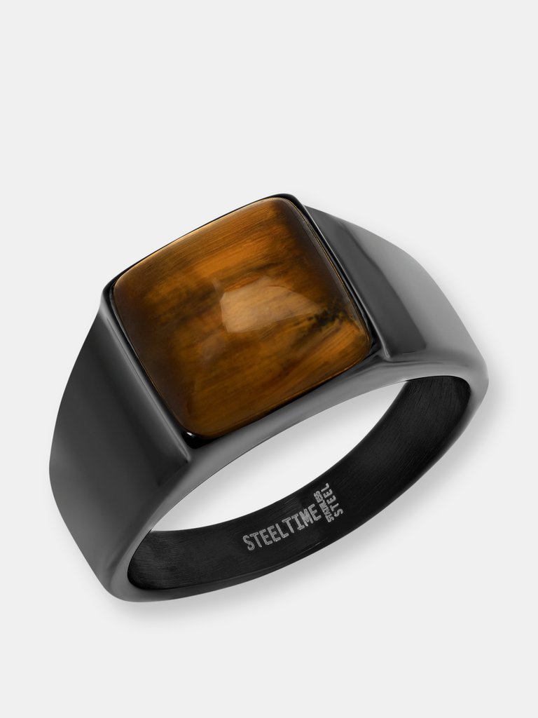 Black Ion Tiger Eye Statement Ring - Black