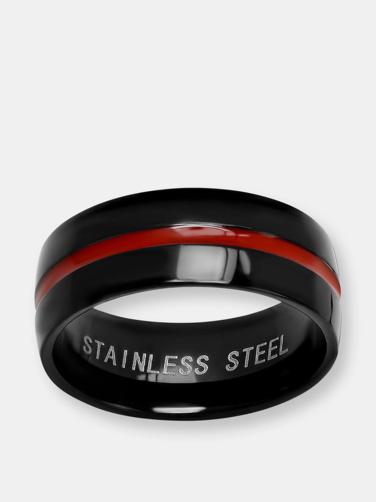 Black & Red Ion Plated Ring Band