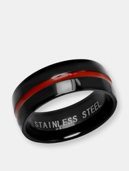 Black & Red Ion Plated Ring Band - Black & Red