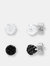 Black & Silver Cross Cut Simulated Diamond Stud Set - Black & Silver