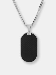 Carbon Fiber Dog Tag Pendant Necklace