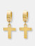 Cross Dangle + Huggie Surgical Stainless Steel Earrings - Gold