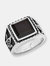 Free Mason Statement Ring with Simulated Black Diamond - Black