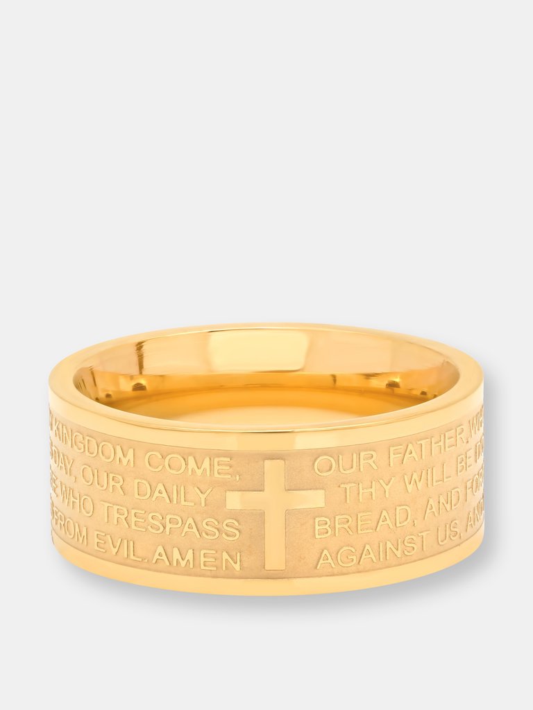 Gold Lords Prayer Ring Band - Gold