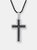 Lords Prayer Spinner Cross Pendant Necklace - Silver and Black