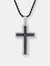 Lords Prayer Spinner Cross Pendant Necklace - Silver and Black