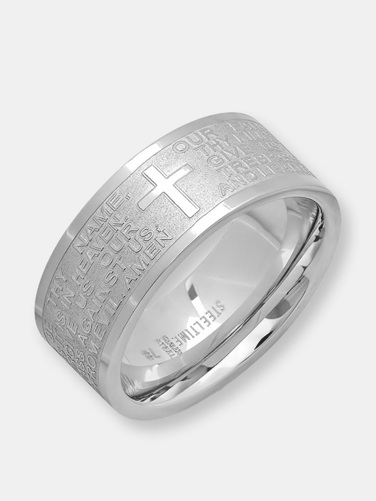 Lords Prayer Stainless Steel Ring - Silver