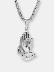 Prayer Hands Pendant Necklace - Silver