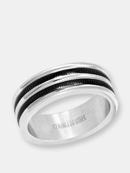 Stainless Steel Black IP Inlay Ring - Black