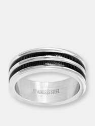 Stainless Steel Black IP Inlay Ring