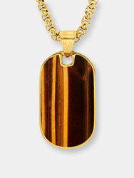 Tiger Eye Dog Tag Pendant Necklace