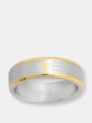 Two Tone Lords Prayer Ring - Silver/Gold