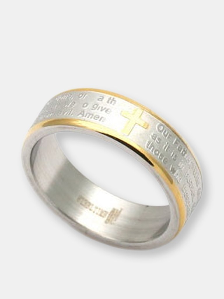 Two Tone Lords Prayer Ring