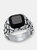 Watermark Statement Ring With Black Simulated Diamond - Silver/Black