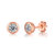 Sterling Silver 18k Rose Gold Plated With 1ct Lab Created Moissanite Round Bezel Solitaire Stud Earrings - Pink