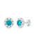 Sterling Silver with 0.50ctw Lab Created Moissanite & Blue Topaz Round Halo Stud Earrings - Blue
