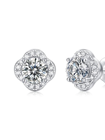 Stella Valentino Sterling Silver with 0.50ctw Lab Created Moissanite Round Halo Floral Cluster Stud Earrings product