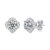 Sterling Silver with 0.50ctw Lab Created Moissanite Round Halo Floral Cluster Stud Earrings - White