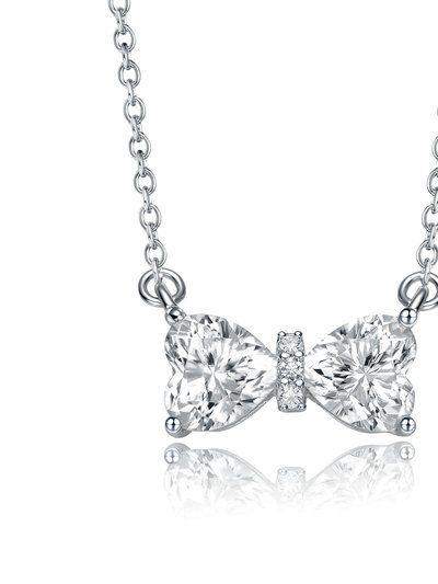 Stella Valentino Sterling Silver With 1.50ctw Lab Created Moissanite Bow-Tie Heart Pendant Layering Necklace product