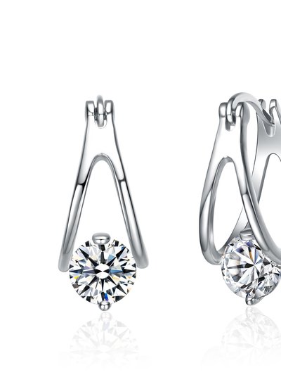 Stella Valentino Sterling Silver With 1.50ctw Lab Created Moissanite Solitaire Double Hoop Earrings product