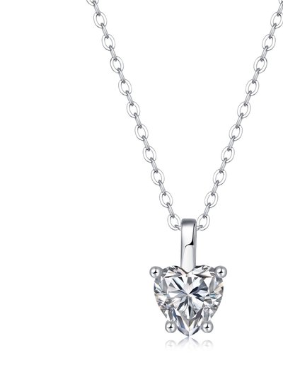 Stella Valentino Sterling Silver with 1ct Lab Created Moissanite Heart Solitaire Pendant Necklace product