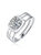 Sterling Silver with 1ct Round Lab Created Moissanite Solitaire Grooved Engagement Anniversary Adjustable Ring - White