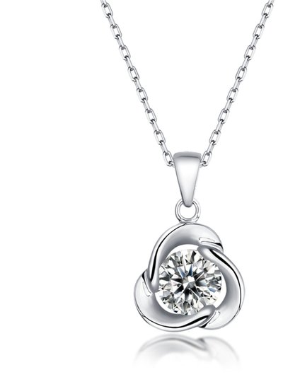 Stella Valentino Sterling Silver with 1ct Round Moissanite Solitaire Flower Swirl Pendant Necklace product
