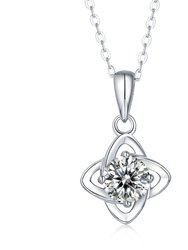 Sterling Silver with 1ctw Lab Created Moissanite Four-Pointed Orbital Star Pendant Layering Necklace - White
