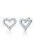 Sterling Silver With 1ctw Lab Created Moissanite French Pave Heart Halo Stud Earrings - Silver