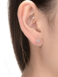 Sterling Silver With 1ctw Lab Created Moissanite French Pave Heart Halo Stud Earrings