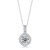 Sterling Silver with 1ctw Lab Created Moissanite Halo Cluster Drop Pendant Necklace - White