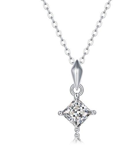 Stella Valentino Sterling Silver with 1ctw Lab Created Moissanite Princess Solitaire Pendant Necklace product
