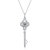 Sterling Silver with 1ctw Lab Created Moissanite Vintage Skeleton Key Pendant Necklace - White