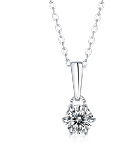 Stella Valentino Sterling Silver with 2ct Lab Created Moissanite Round Solitaire Classic Drop Pendant Necklace product
