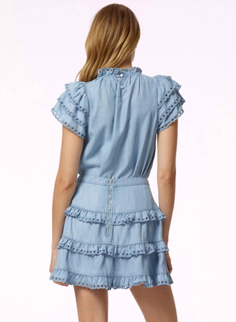 Eyelet Trimmed Tiered Mini Skirt