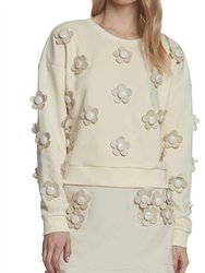 Flower Applique Sweatshirt - White