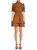 Lace Trim Puff Sleeve Mini Dress - Caramel