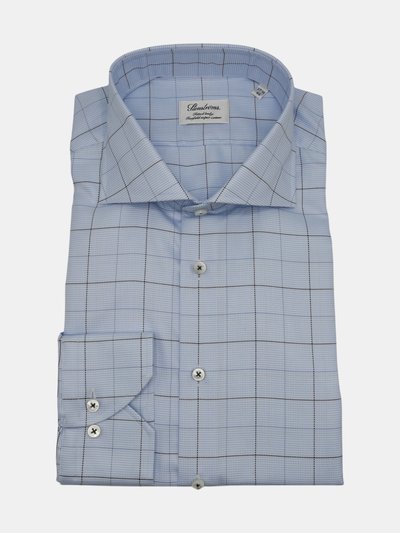 Stenstroms Stenstroms Men's Blue With Black Check Fitted Body Shirt Dress product