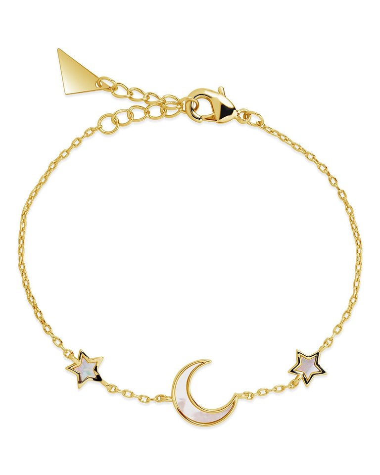 Adda Moonstone Star & Moon Station Bracelet - Gold