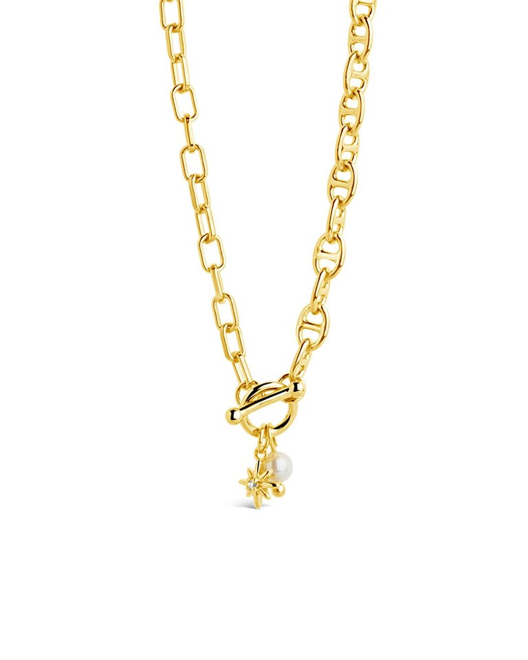 Ava Pearl & Burst Toggle Chain Necklace