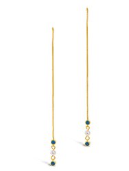Bali Turquoise & Pearl Charm Long Threader Earrings