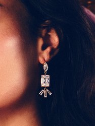 Bella Square & Oval CZ Drop Earrings