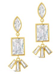 Bella Square & Oval CZ Drop Earrings