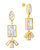 Bella Square & Oval CZ Drop Earrings - Gold