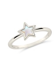 Bez Mother of Pearl Star Ring - Silver
