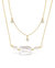 Bezel CZ and Pearl Layered Necklace - Gold