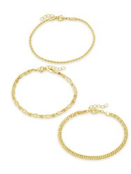 Bold Chain Bracelet Set of 3 - Gold