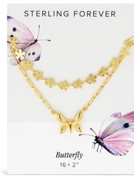 Butterfly & Daisy Chain Layered Necklace