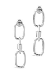Carabiner Lock Link Drop Earrings - Silver